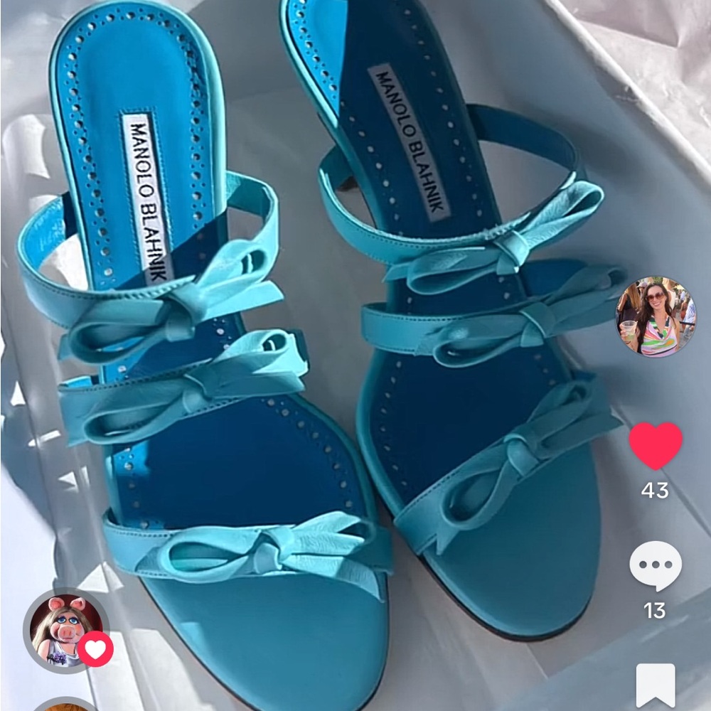 Manolo Blahnik Turquoise Strappy Sandals